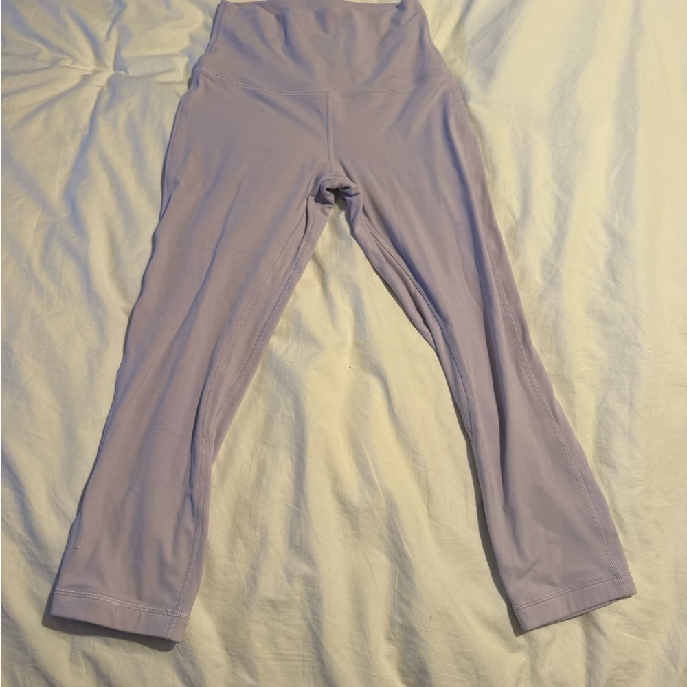 Lululemon Purple Leggings with High-Rise Waistband and Capri Length